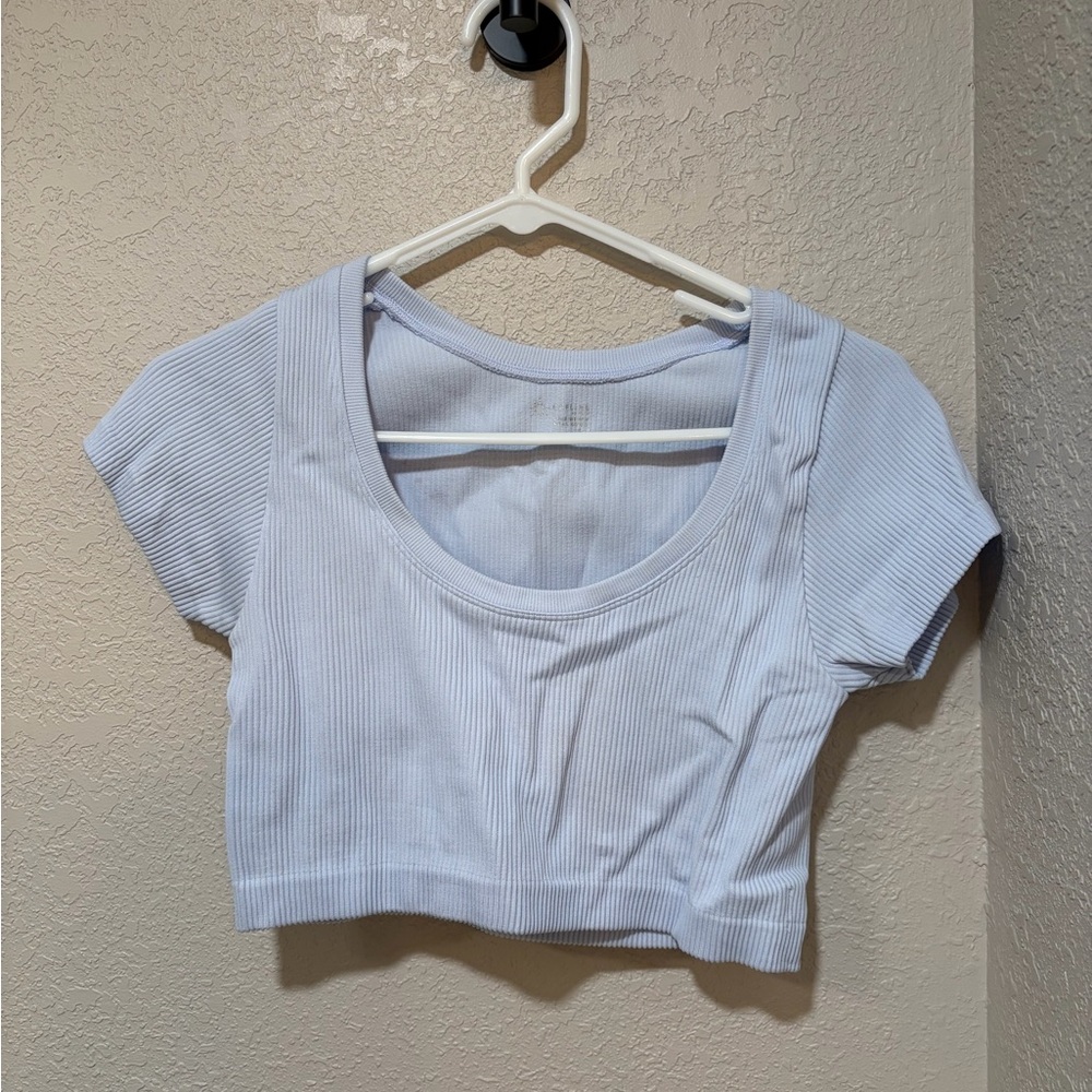 Aerie Soft Blue Ribbed Crop Top